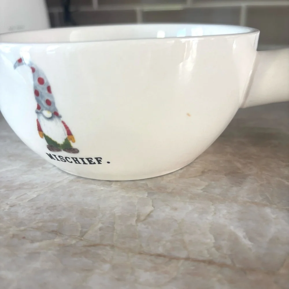 Rae Dunn Christmas Gnomes Mischief, Merry & Magic Soup Bowls with Handles